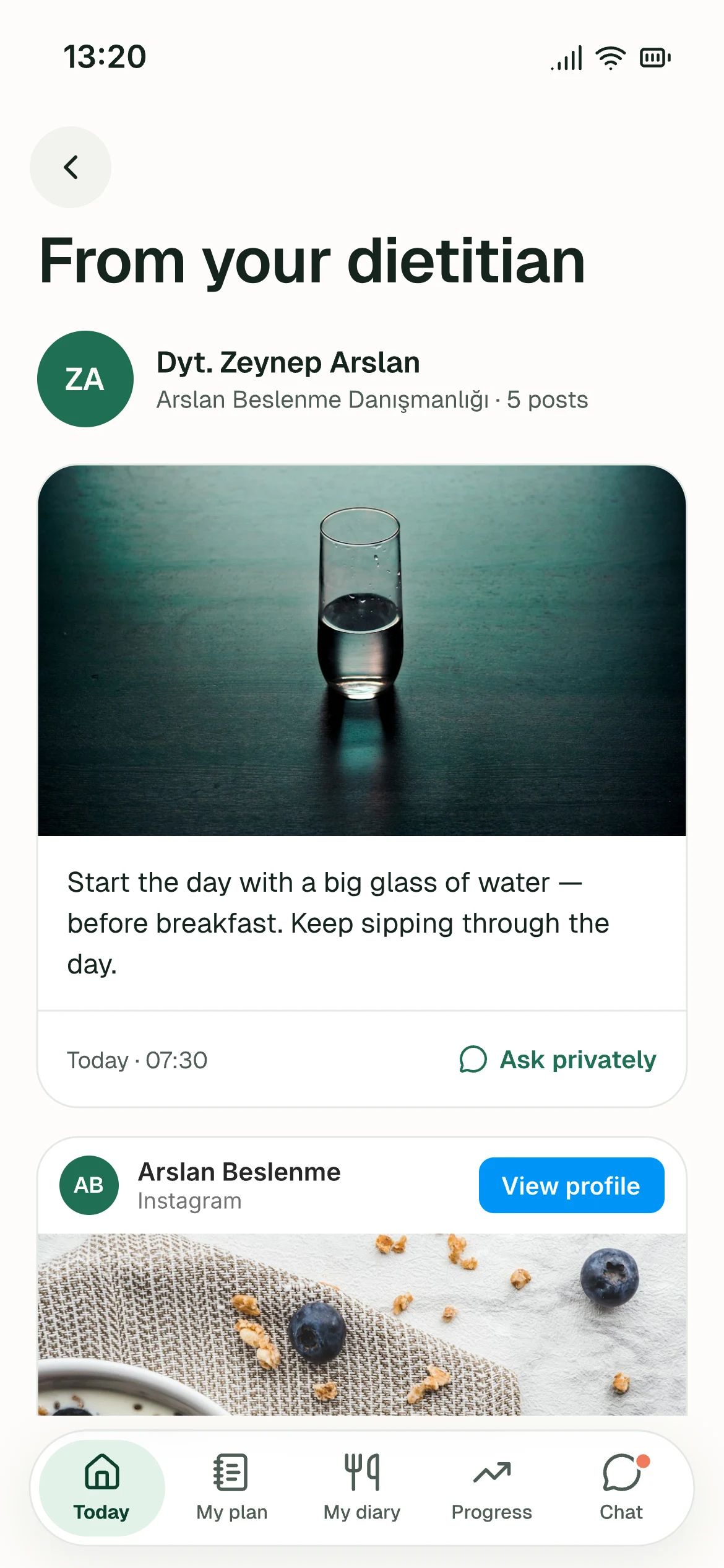 From your dietitian — screenshot