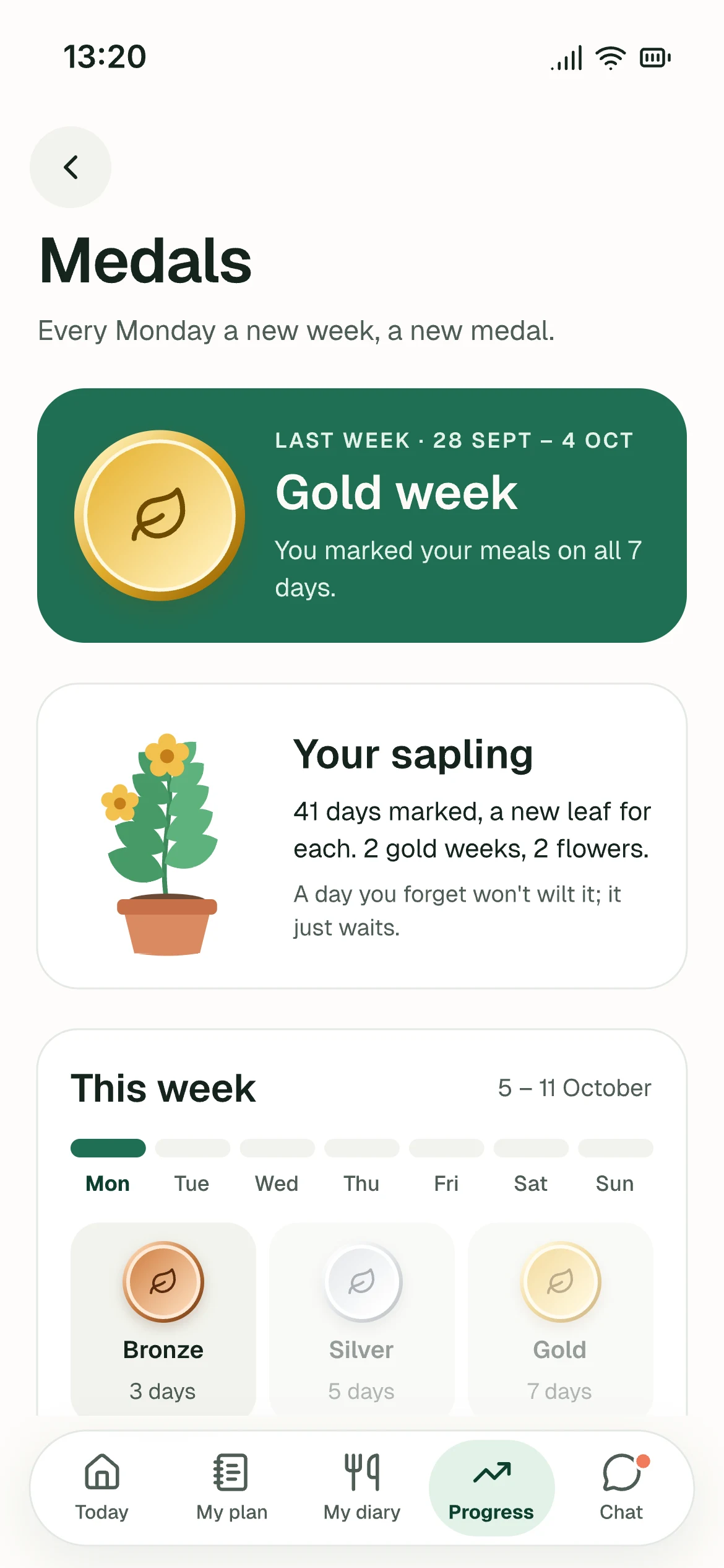 Medals and streak — screenshot