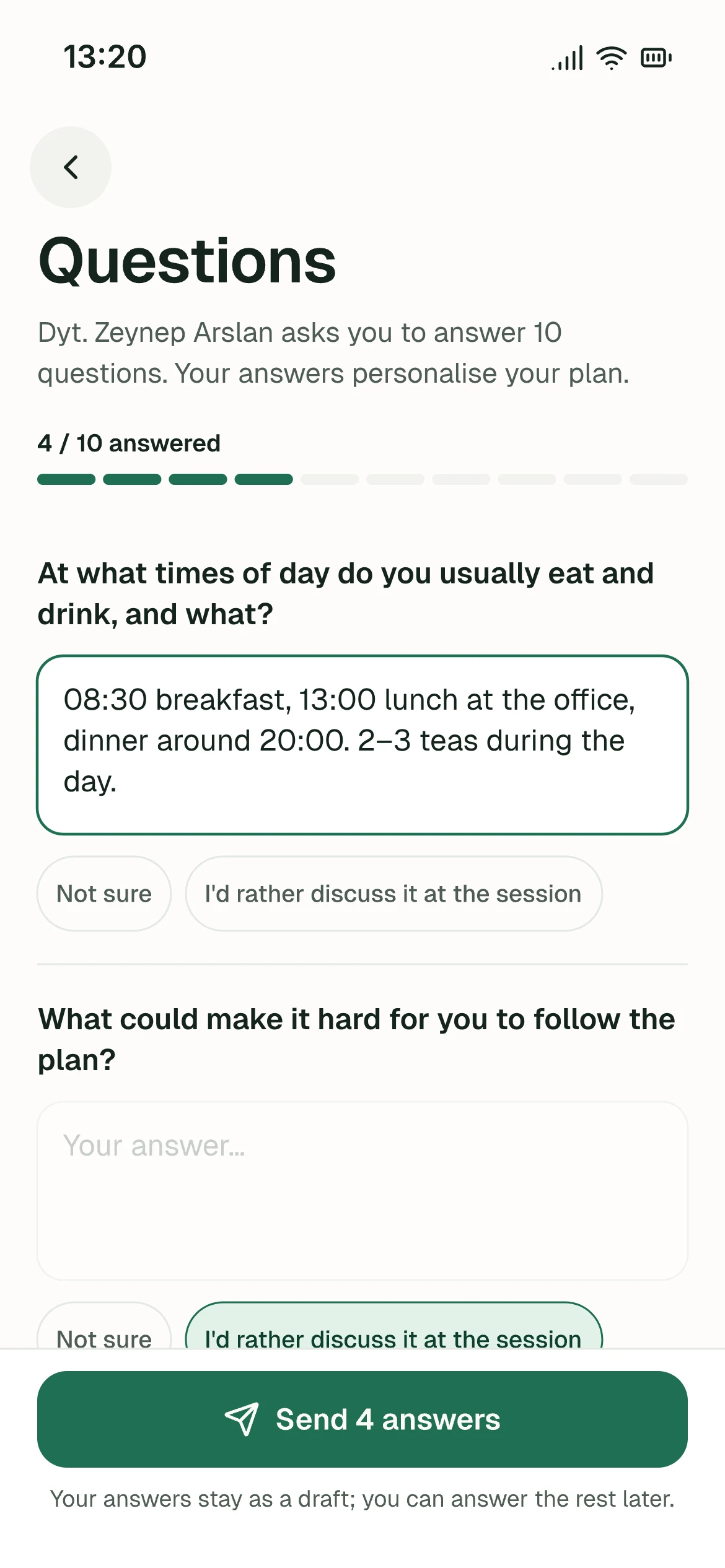 Your questions — screenshot