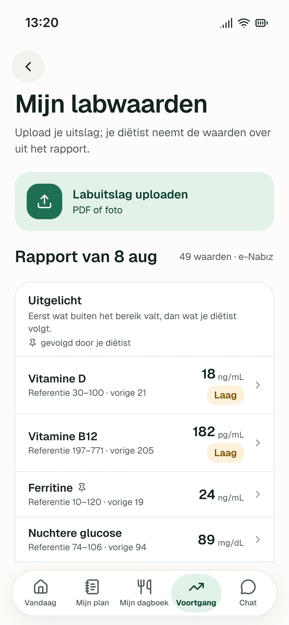 Laatste en vorige naast elkaar — schermafbeelding