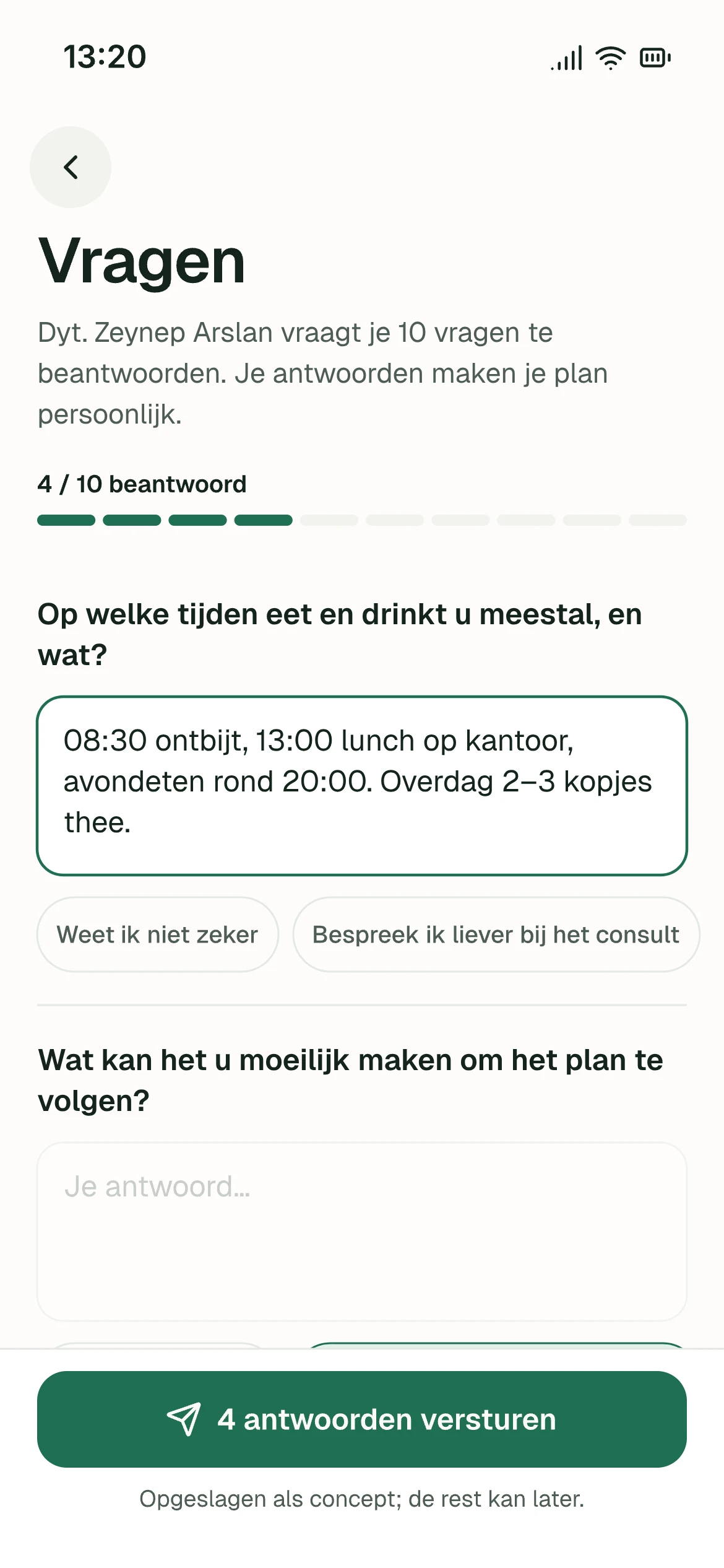 Jouw vragen — schermafbeelding