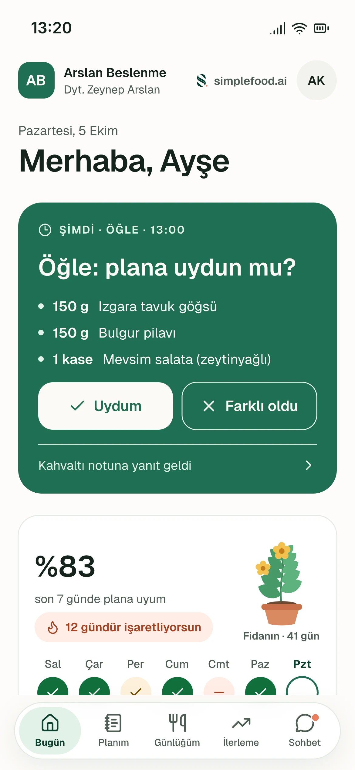 Bugün — ekran görüntüsü
